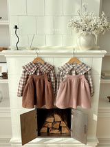 ［ohho］Check frill collar blouse