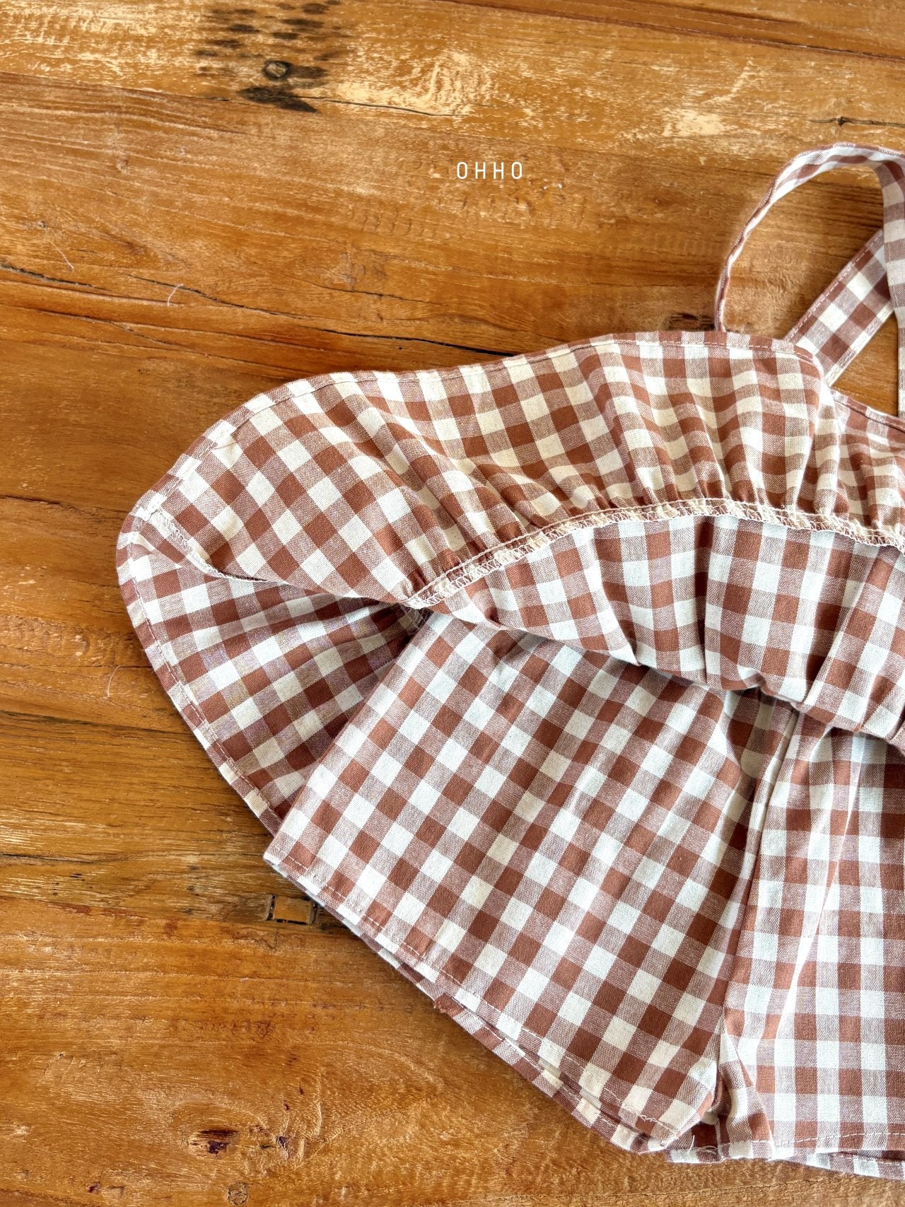 ［ohho］Gingham check suspender skirt