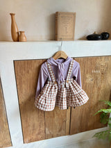 ［ohho］Gingham check suspender skirt