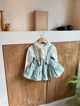 ［ohho］Gingham check suspender skirt