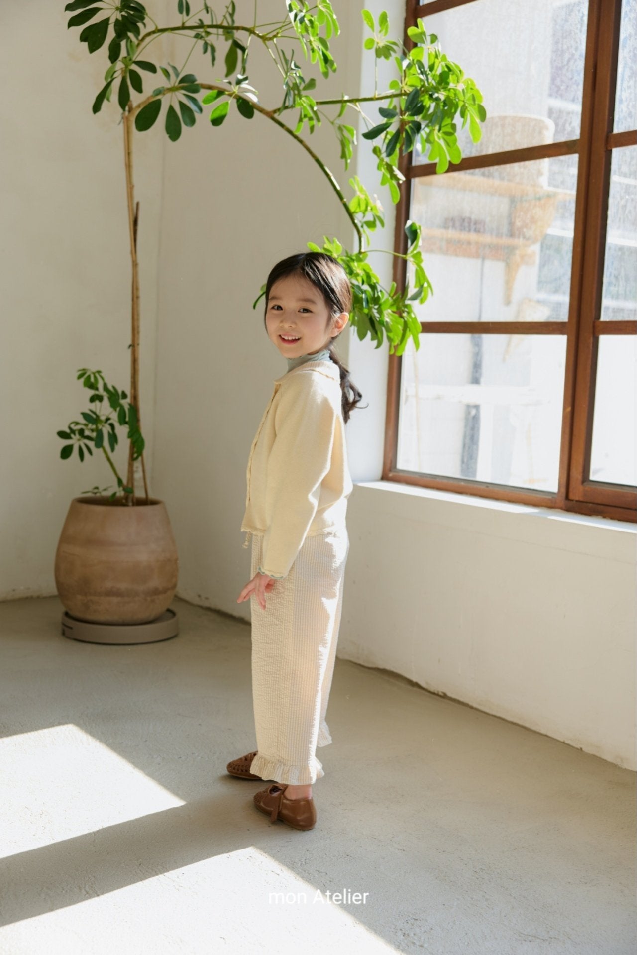 ［mon Atelier］Stripe frill pants