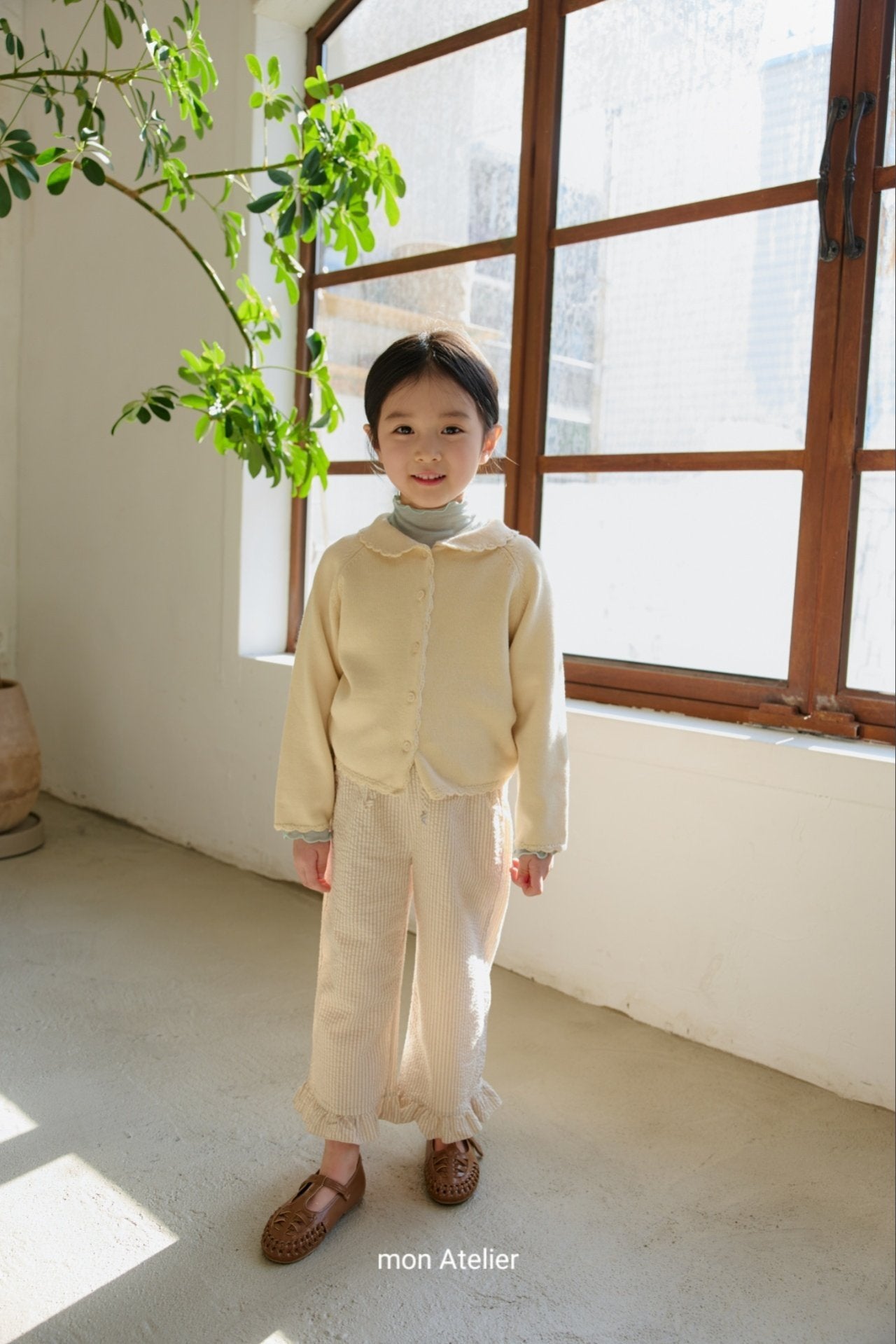 ［mon Atelier］Stripe frill pants