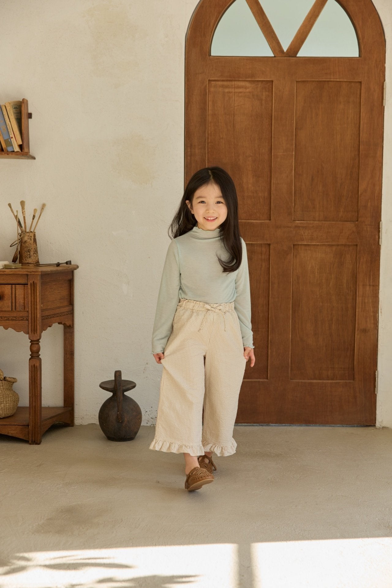 ［mon Atelier］Stripe frill pants