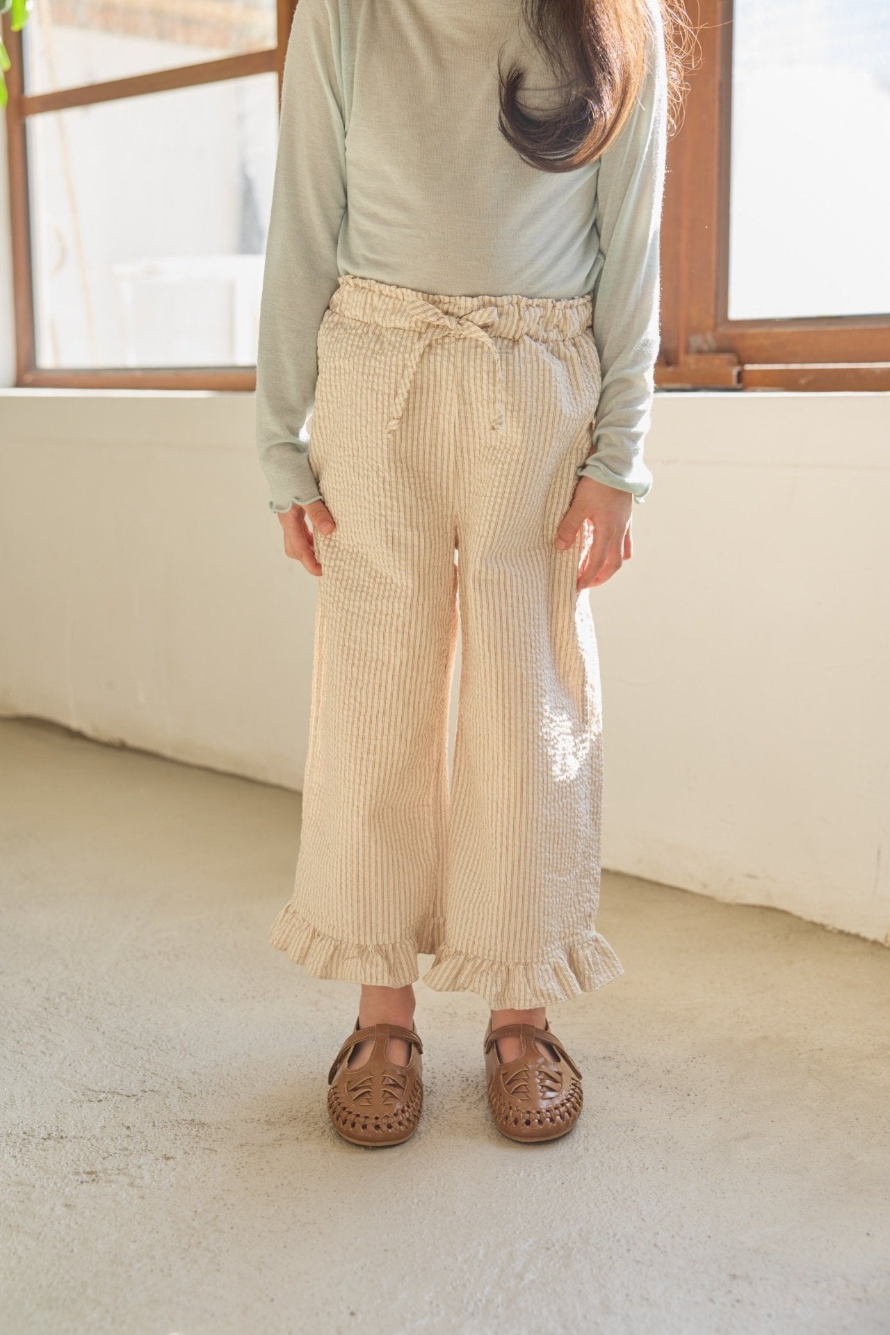 ［mon Atelier］Stripe frill pants
