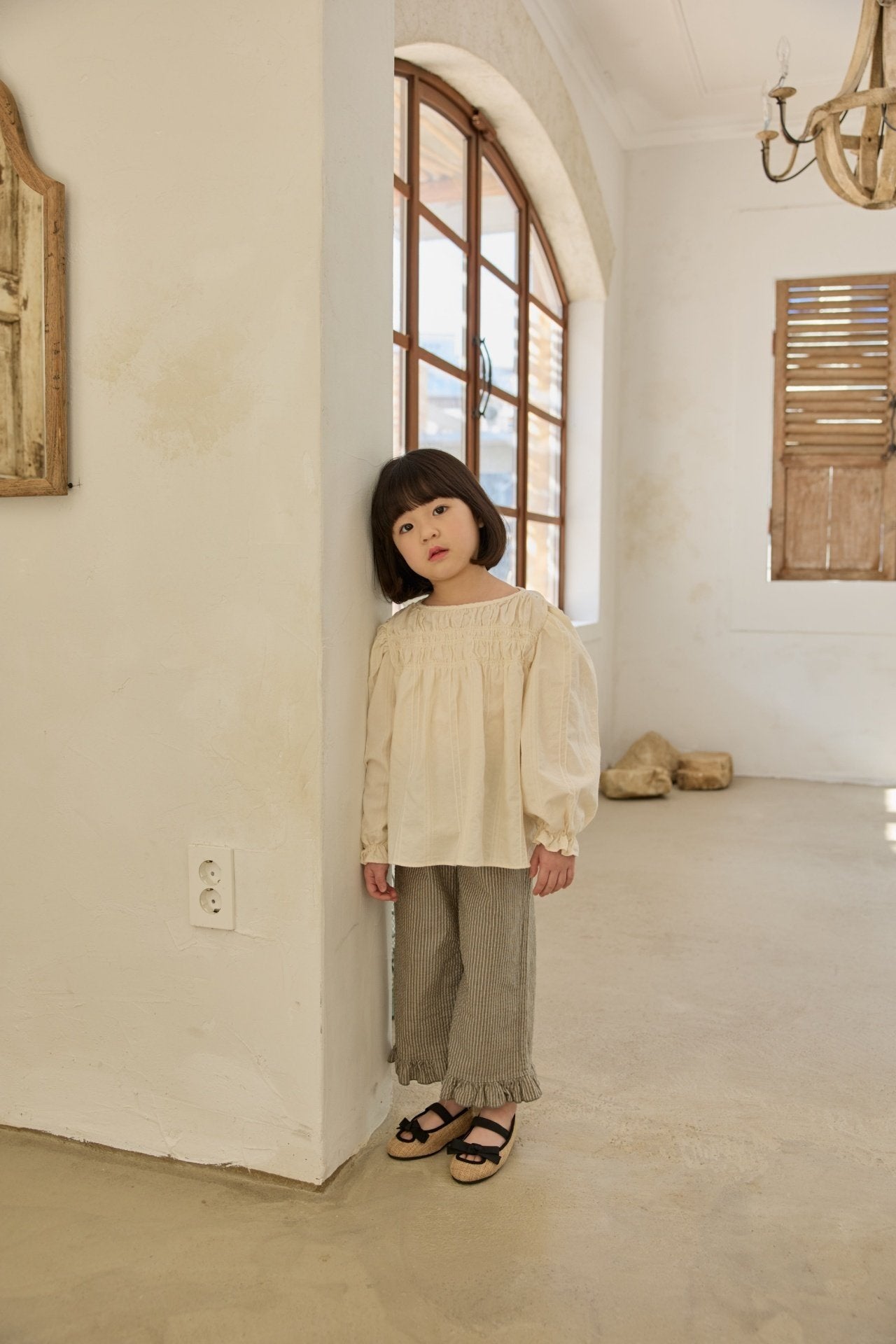 ［mon Atelier］Stripe frill pants