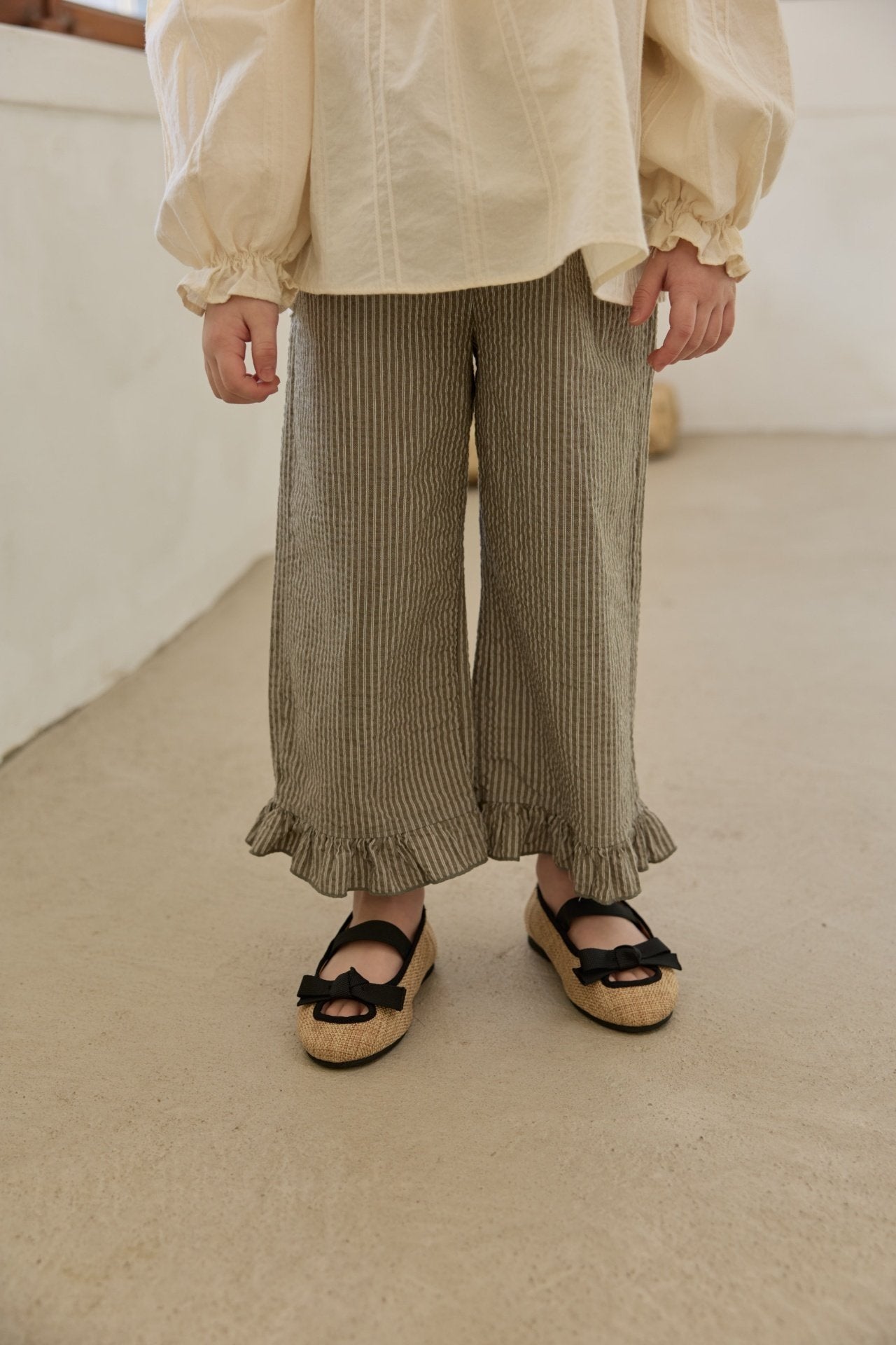 ［mon Atelier］Stripe frill pants