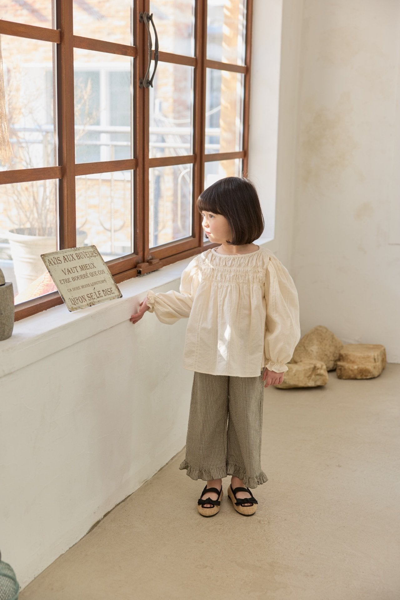 ［mon Atelier］Stripe frill pants