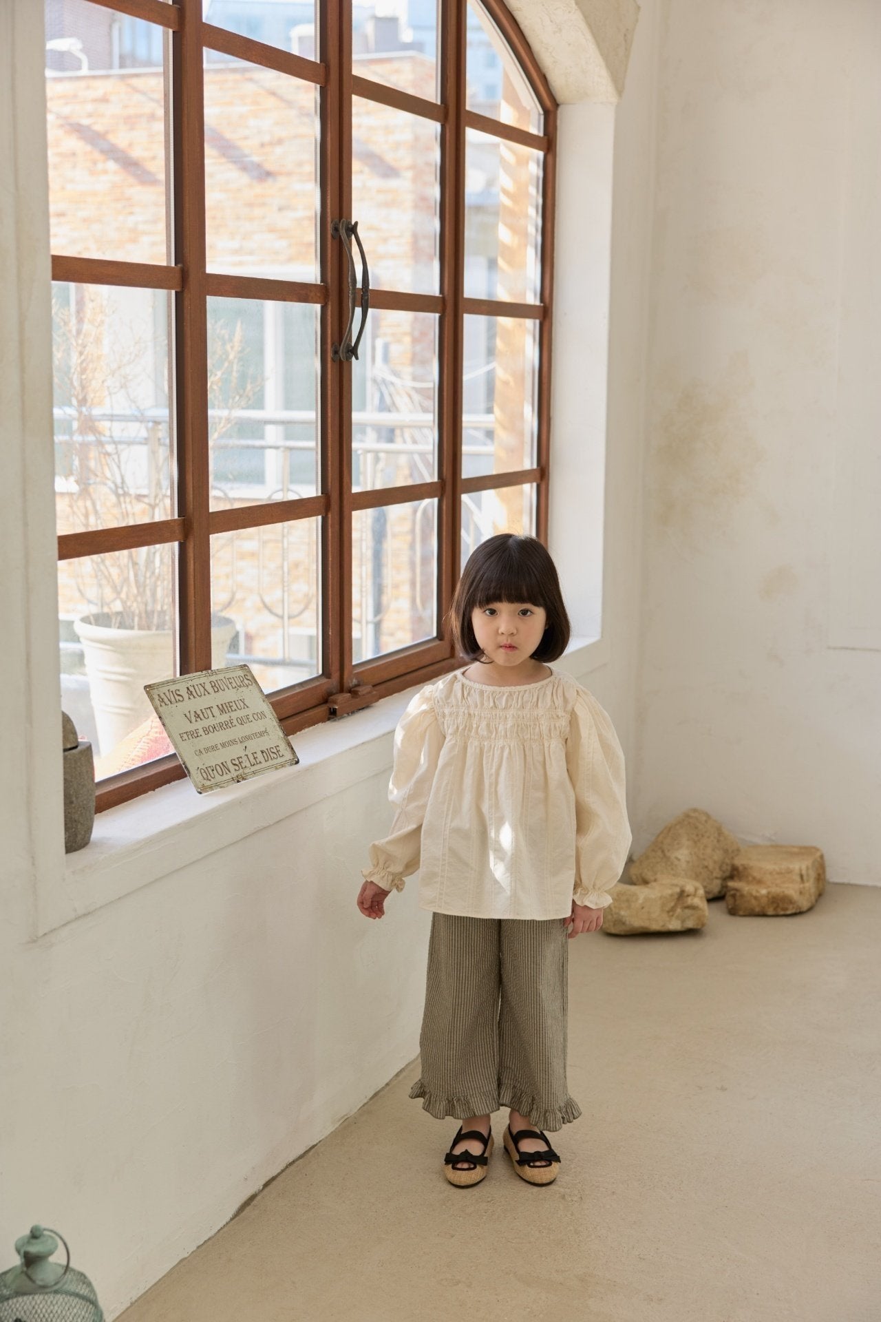 ［mon Atelier］Stripe frill pants