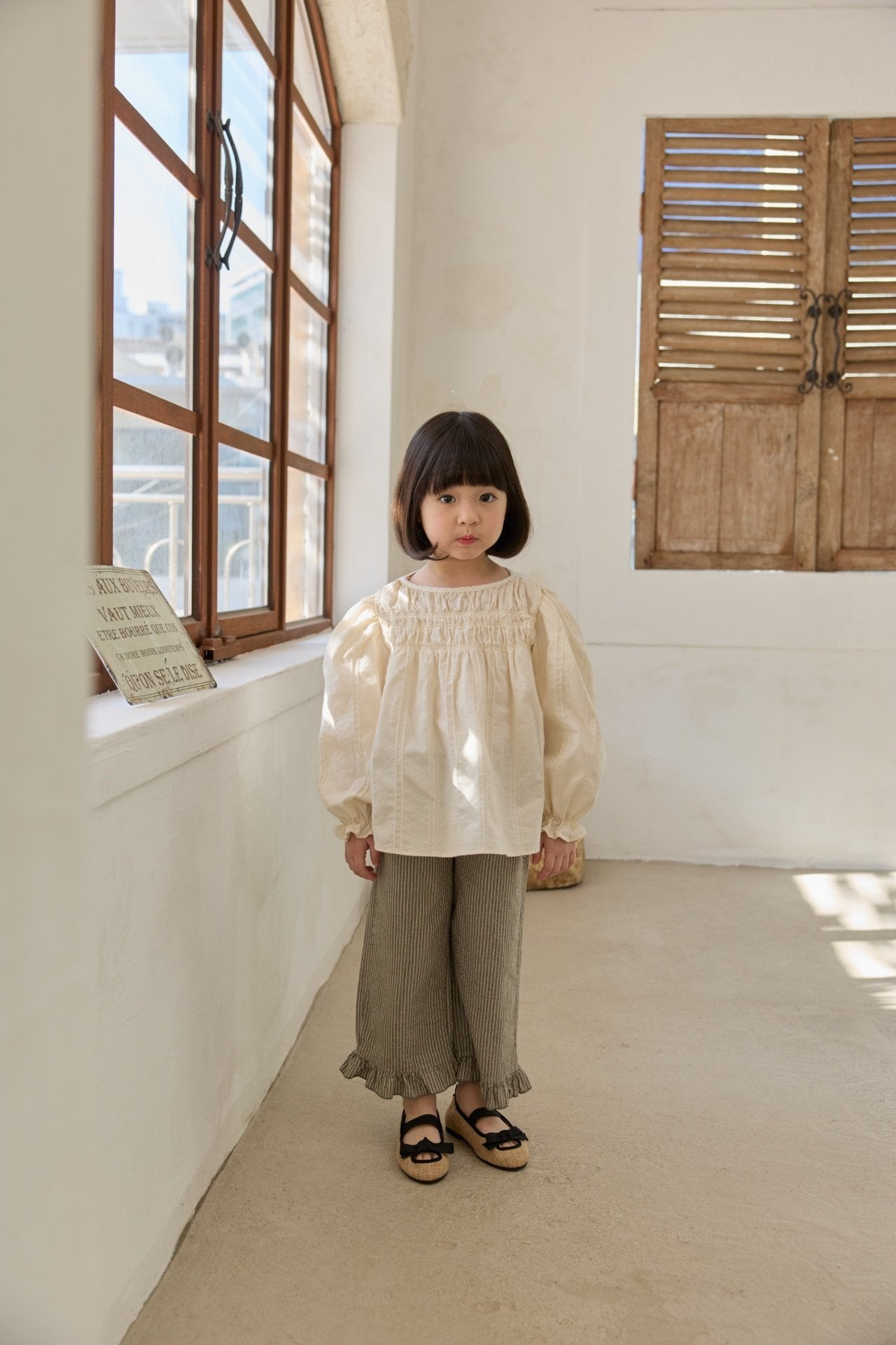 ［mon Atelier］Stripe frill pants