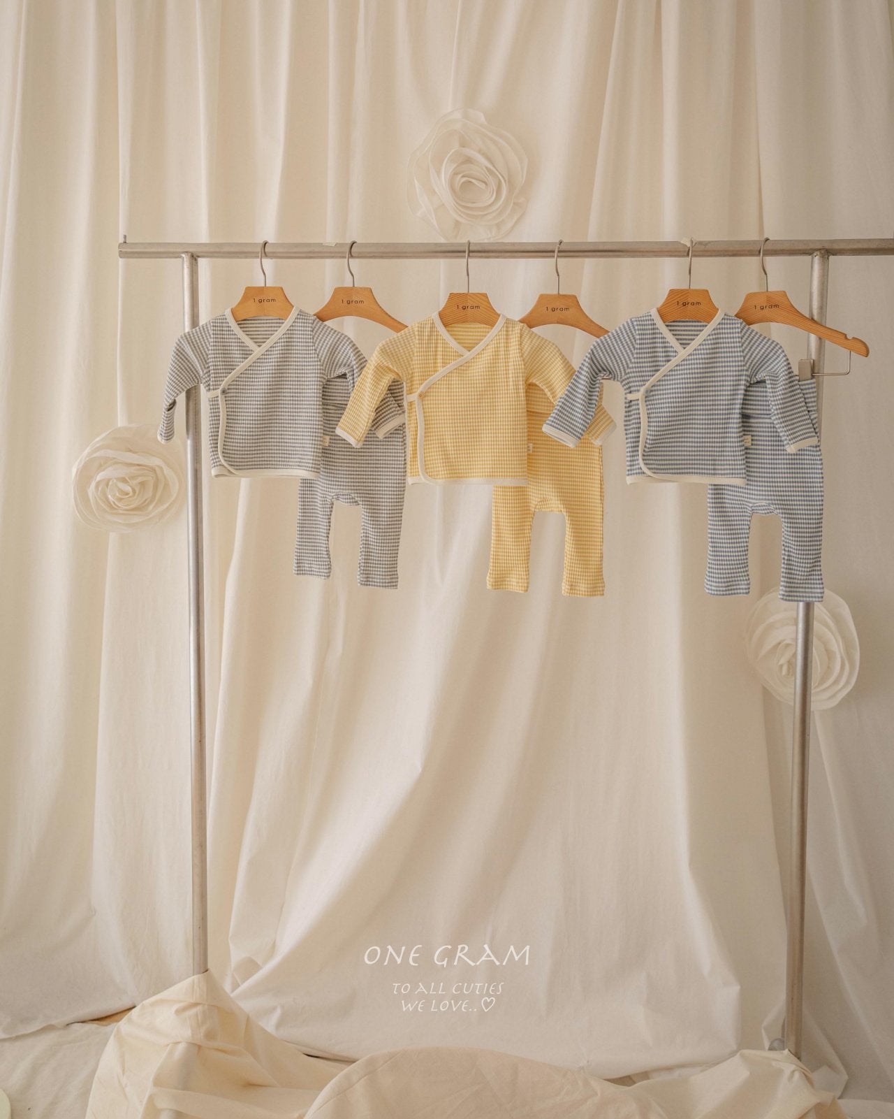 ［1GRAM］Pure stripe newboen set (tops & leggings)