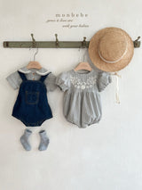 ［monbebe］Bonbon denim suspsnder suit