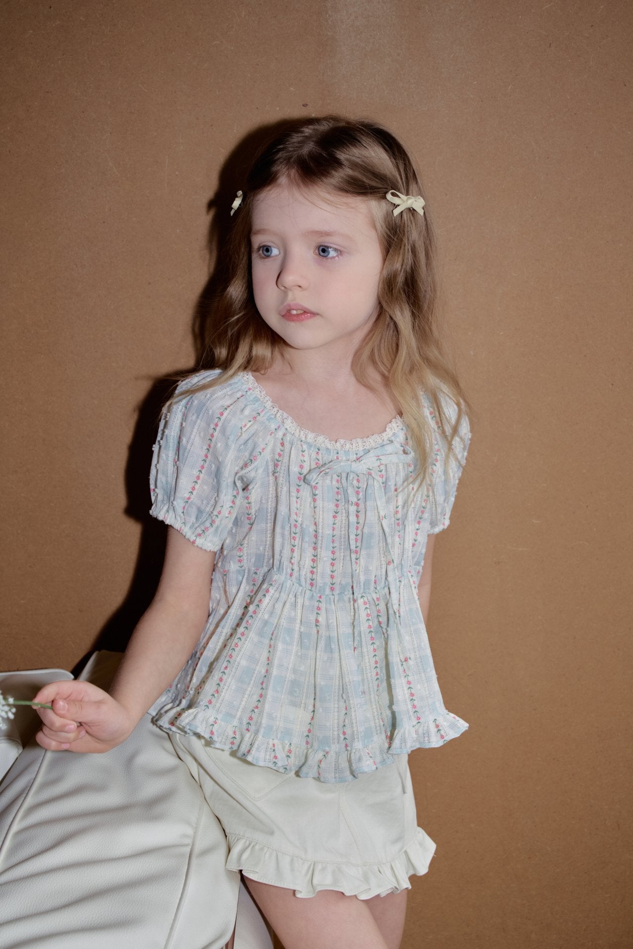 ［momo ann］Maybe ribbon puff blouse