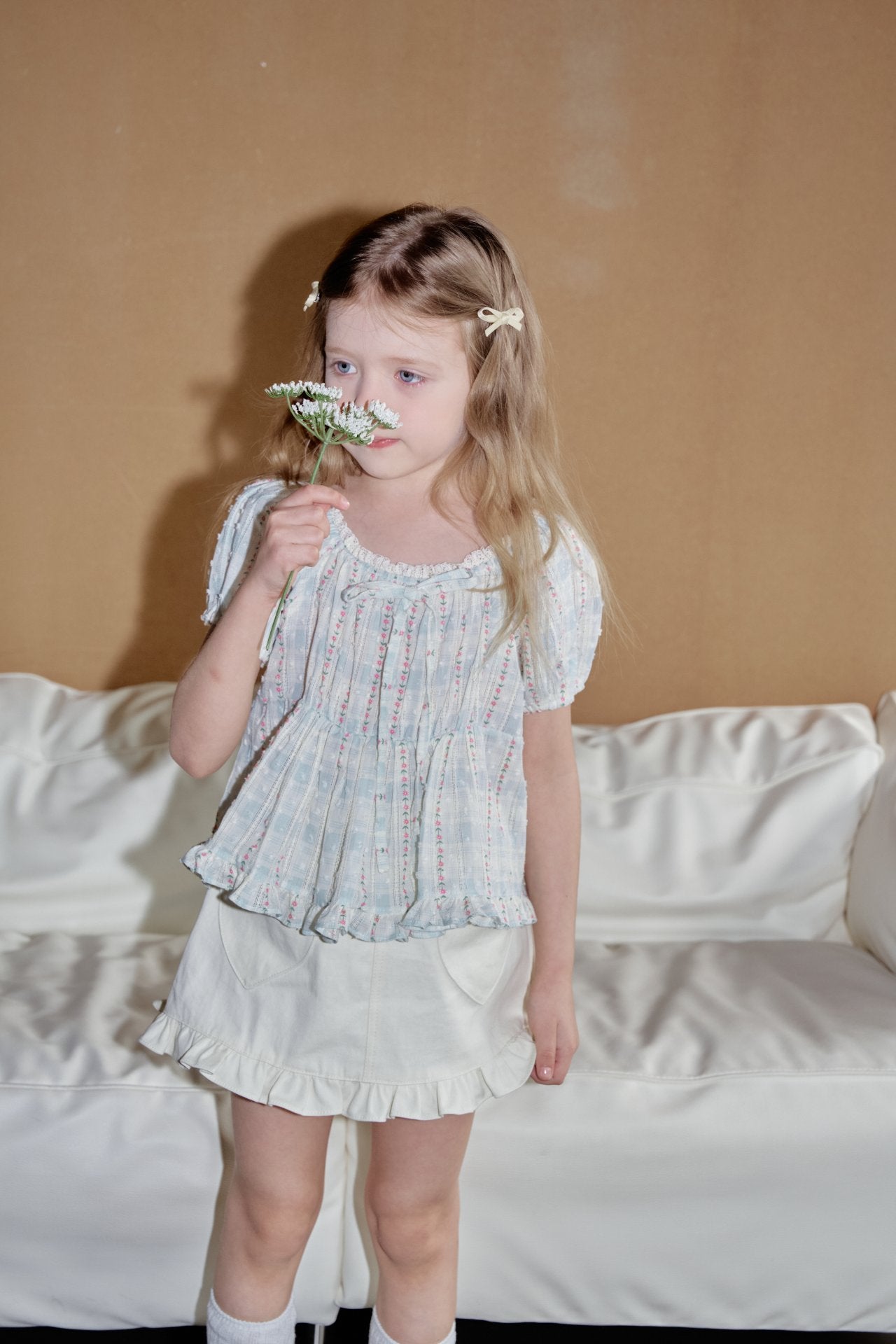 ［momo ann］Maybe ribbon puff blouse