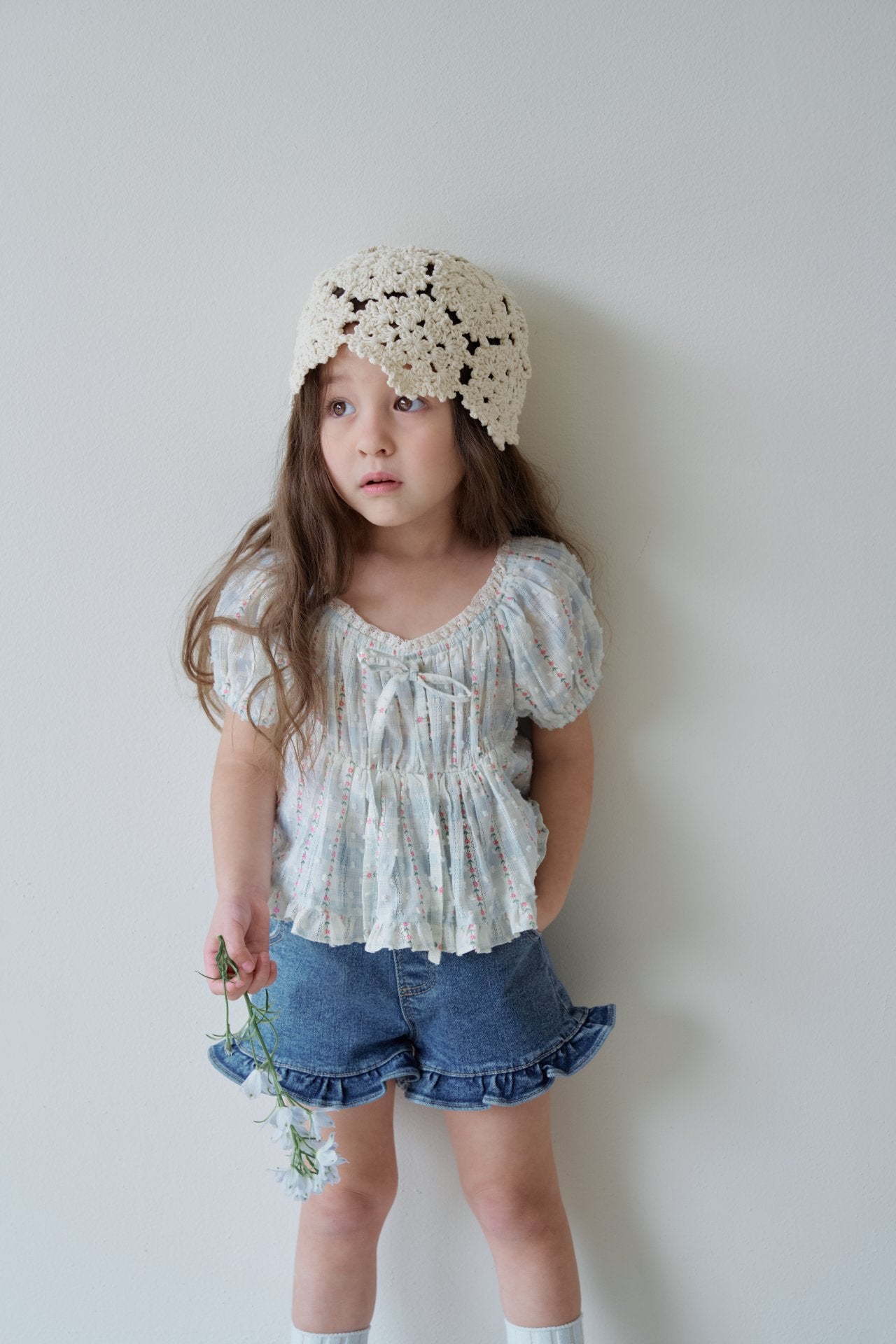 ［momo ann］Maybe ribbon puff blouse