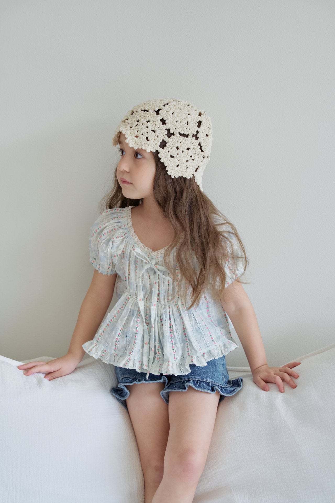 ［momo ann］Maybe ribbon puff blouse