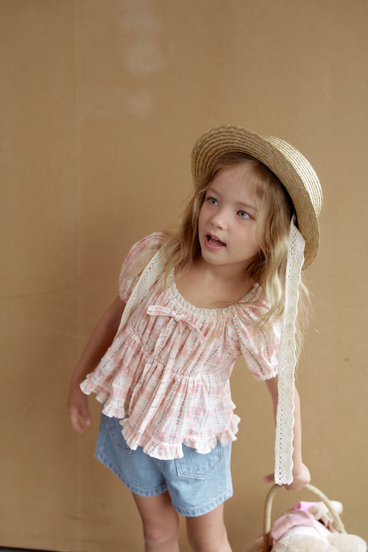 ［momo ann］Maybe ribbon puff blouse