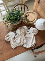 ［marron］Lace up check rompers