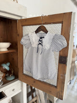 ［marron］Lace up check rompers