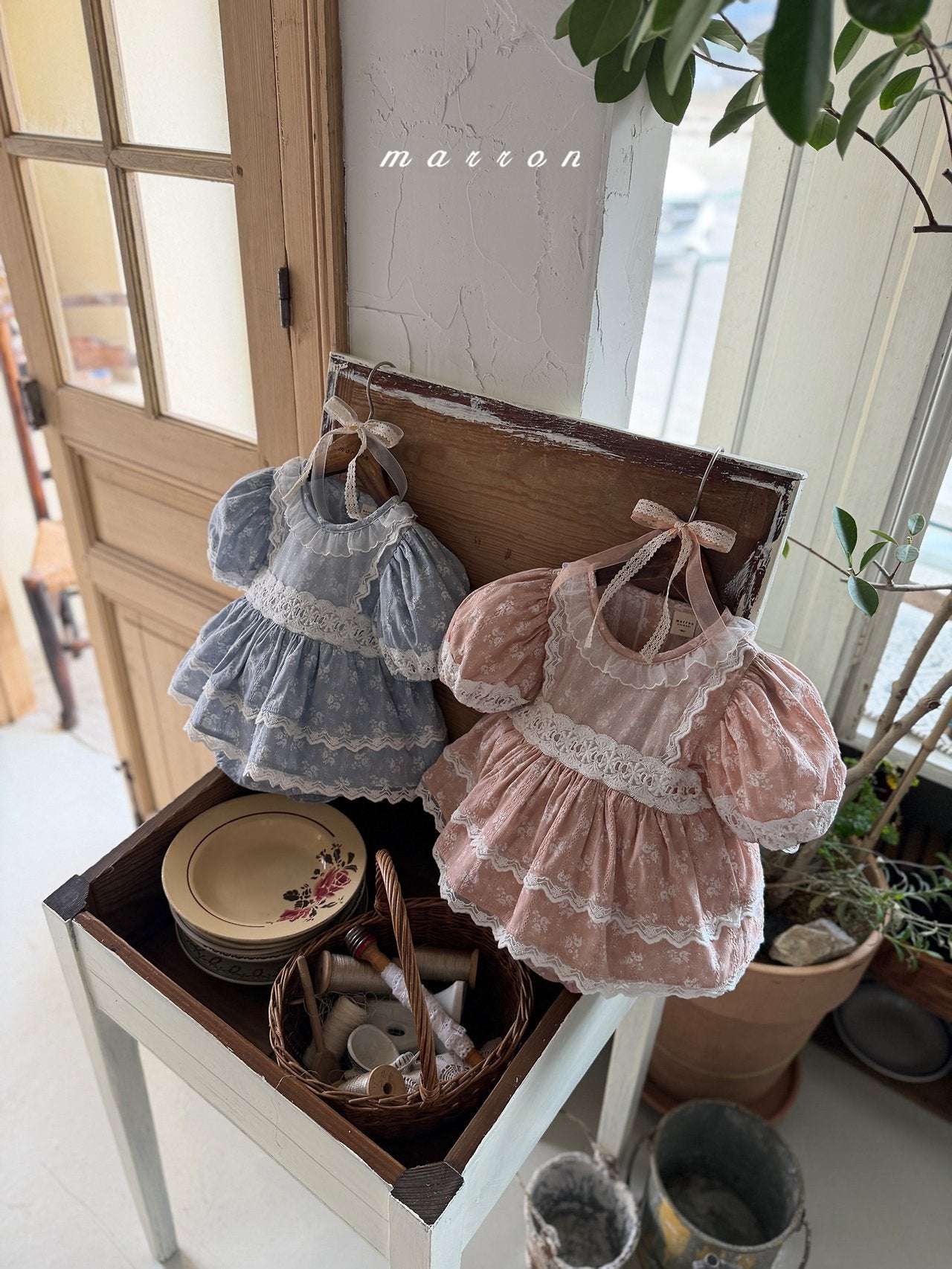 ［marron］Sophia flower rompers