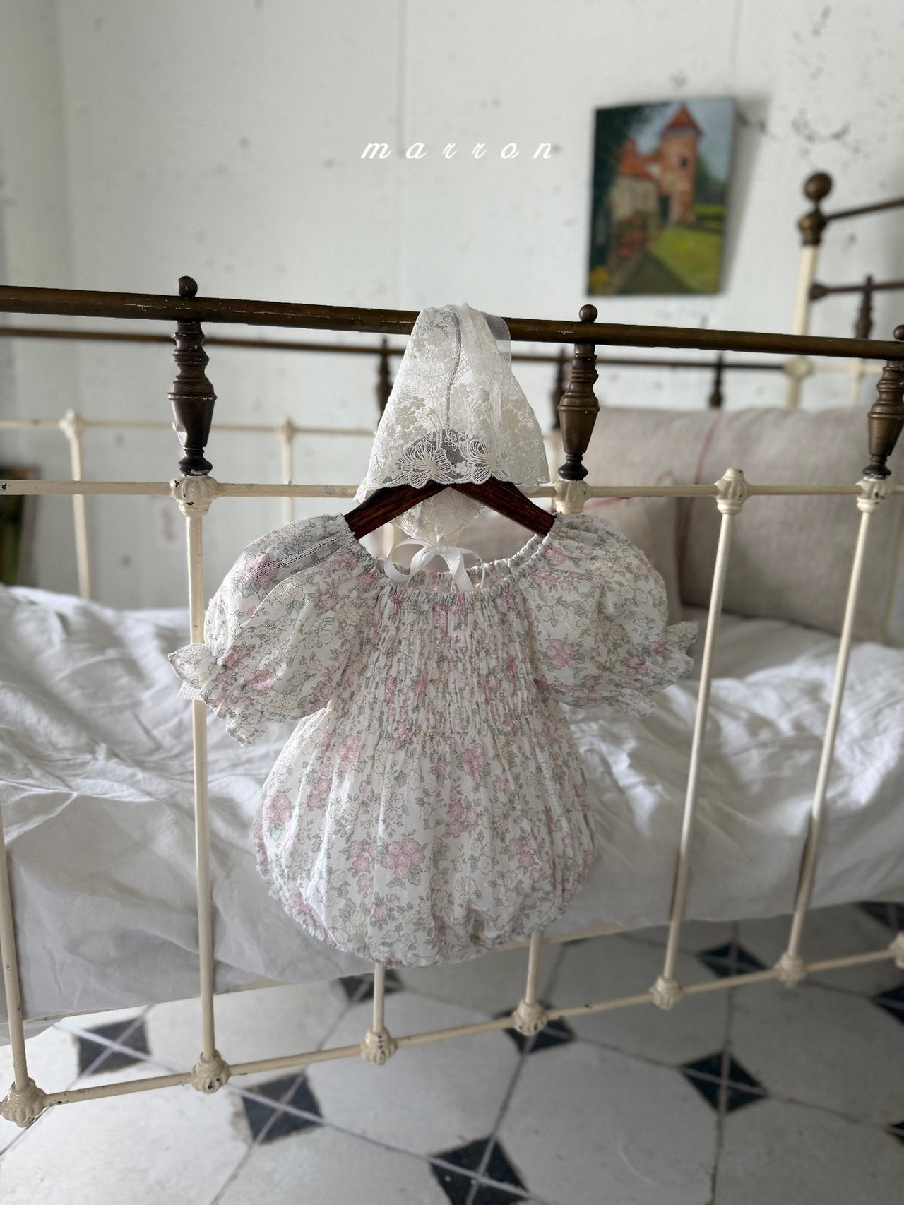 ［marron］Flone smock rompers