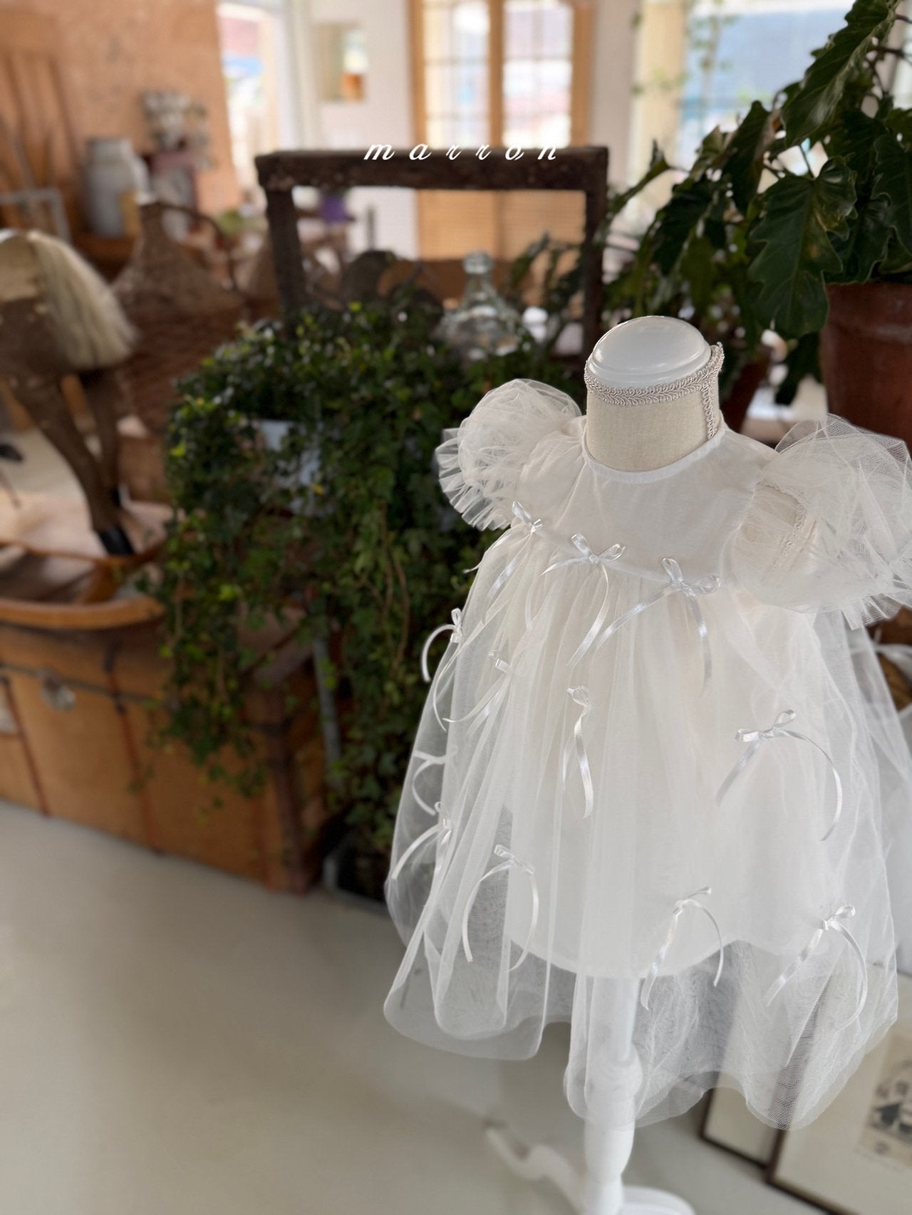 ［marron］Ribbon shasha dress