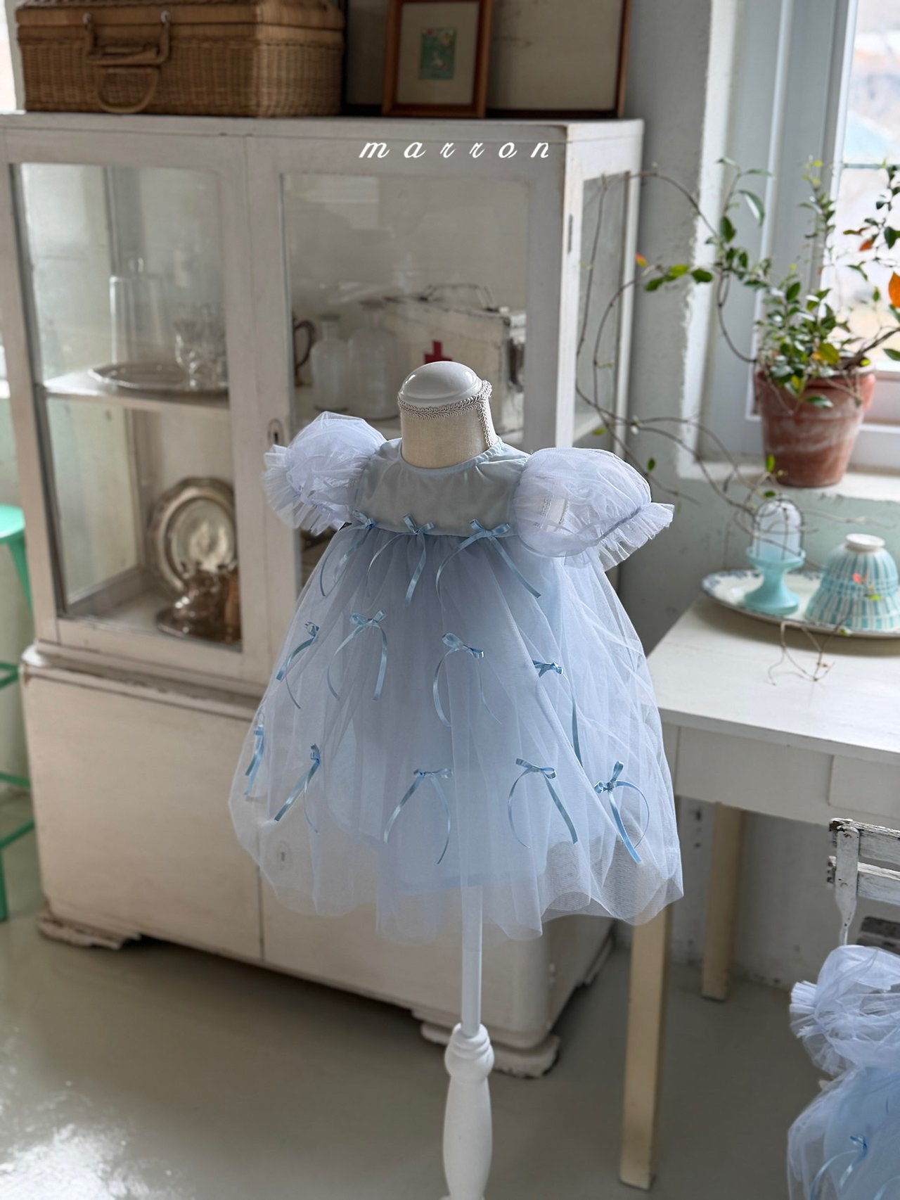 ［marron］Ribbon shasha dress