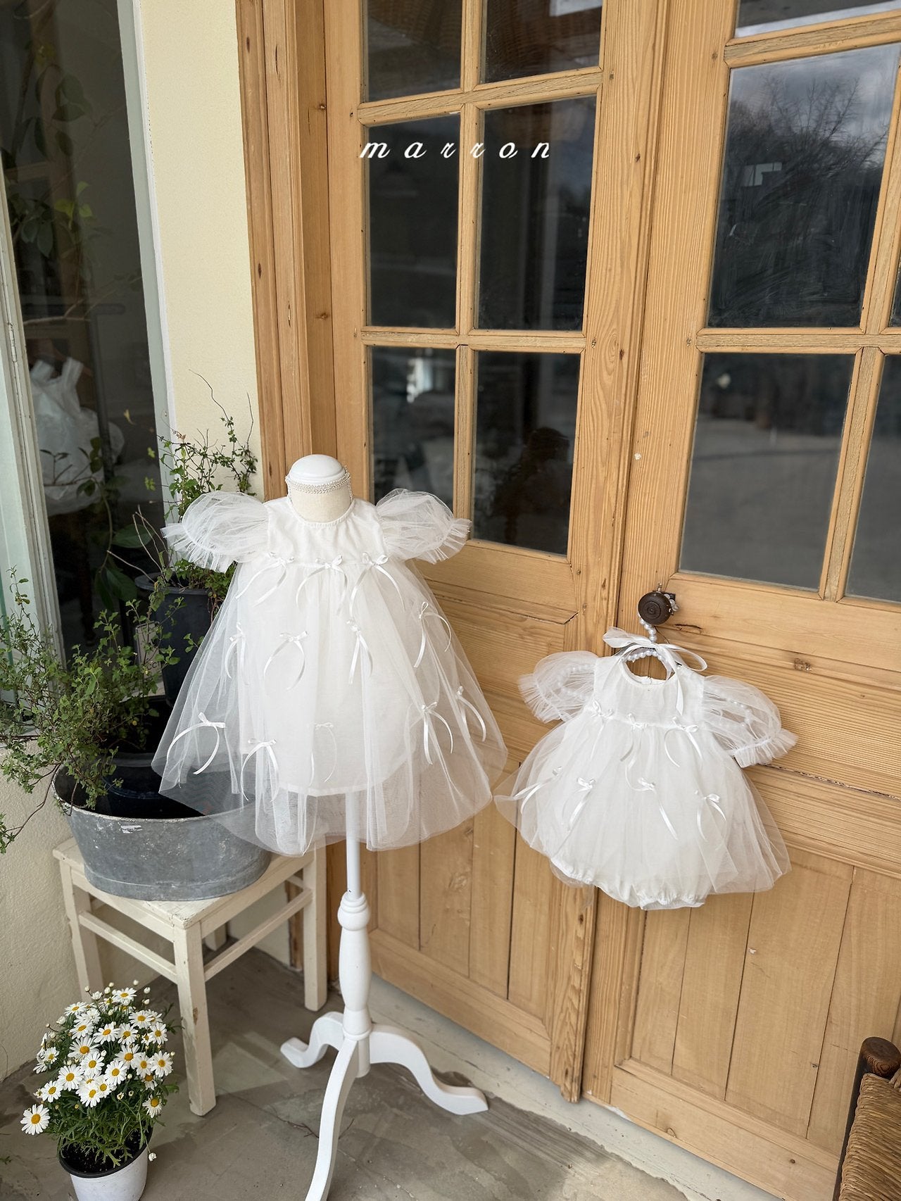 ［marron］Ribbon shasha dress