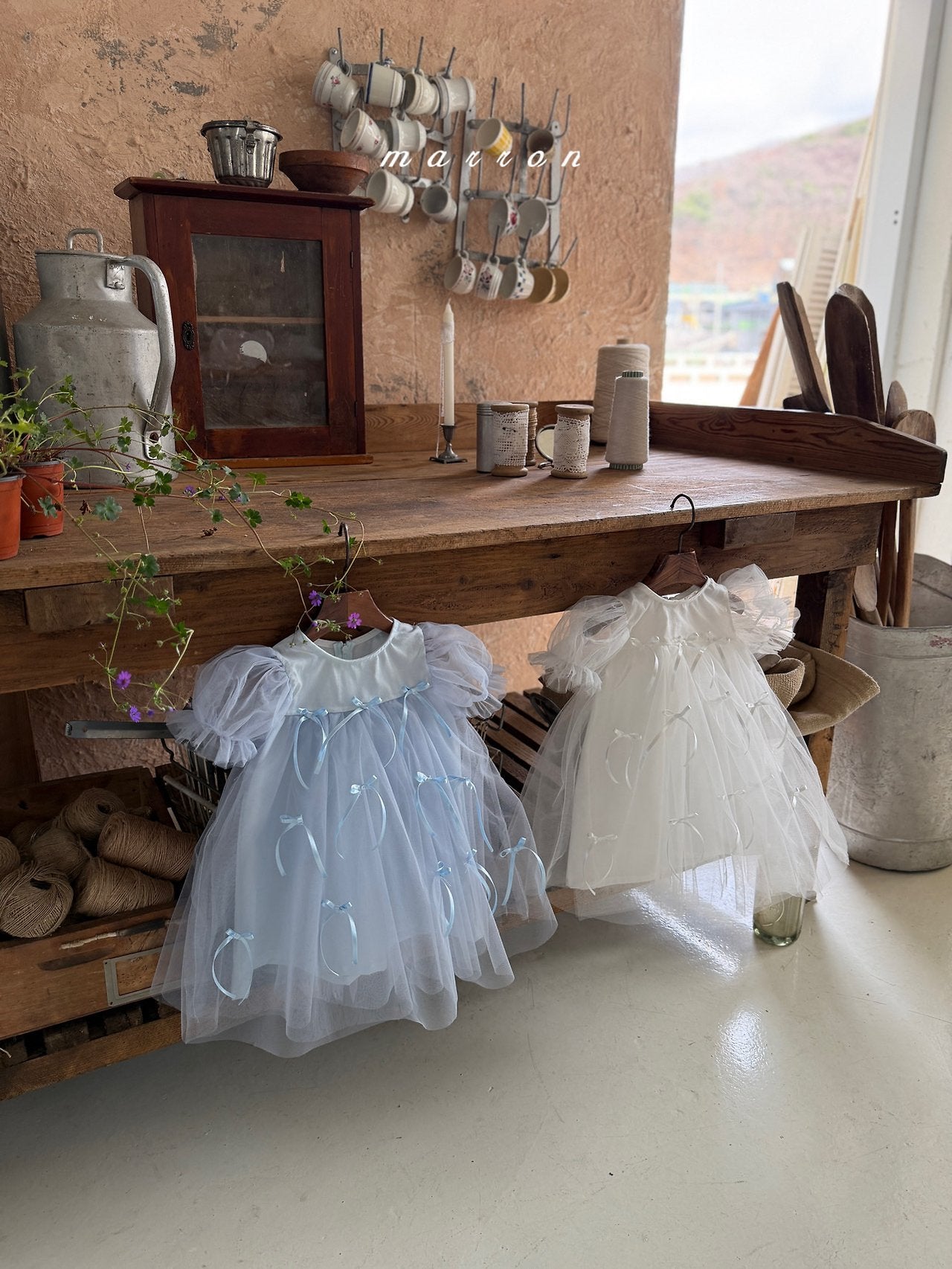 ［marron］Ribbon shasha dress