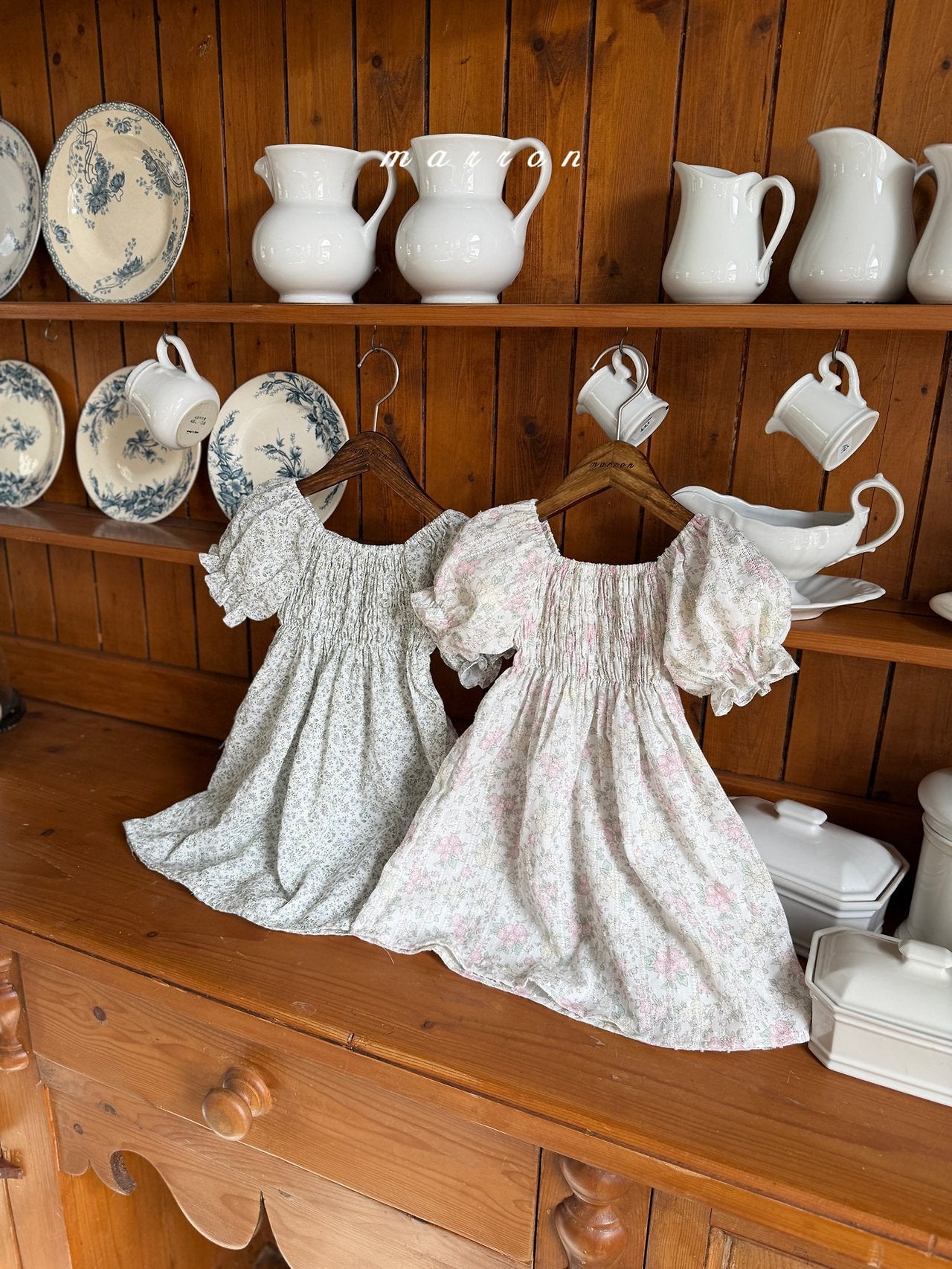 ［marron］Flone smock one-piece