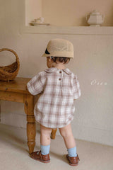 ［OREN］Oliver check rompers