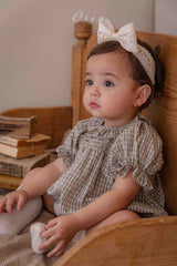［OREN］French check smock rompers