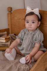 ［OREN］French check smock rompers