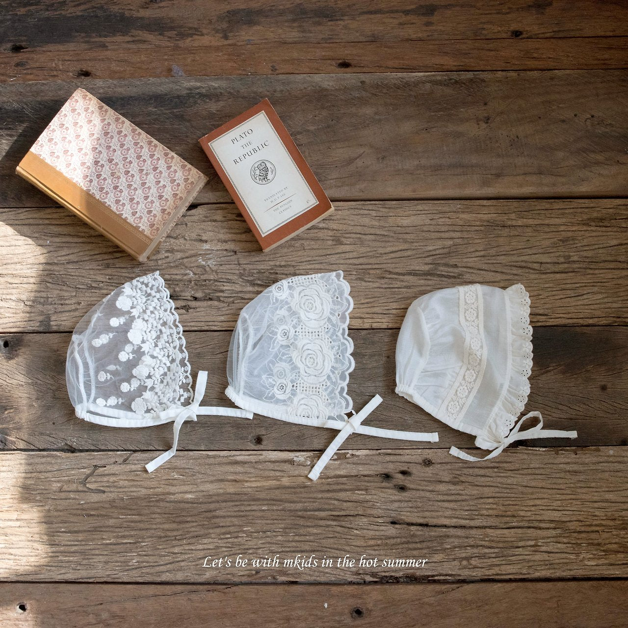 ［mkids］Rosette lace bonnet