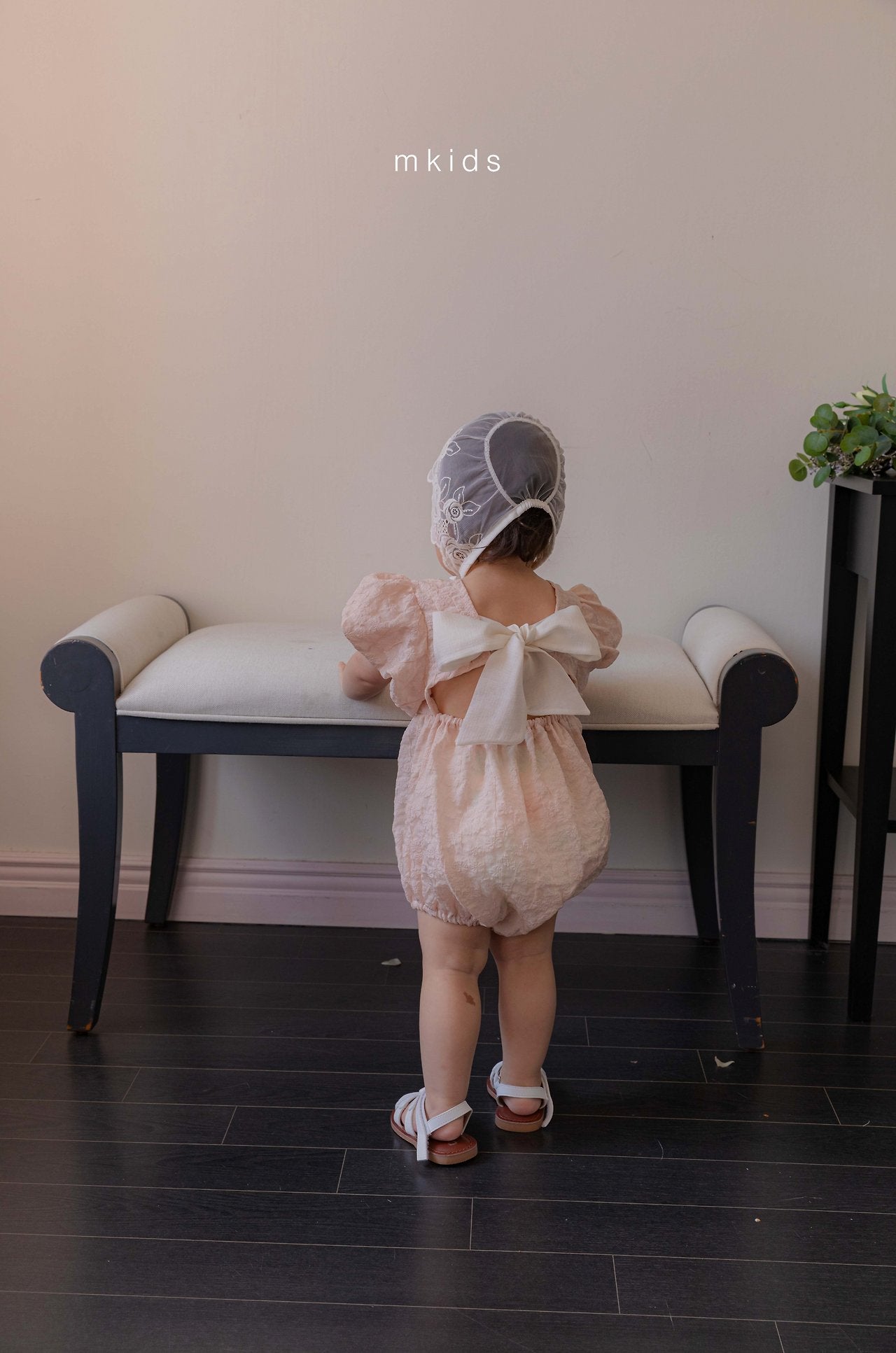 ［mkids］Rosette lace bonnet