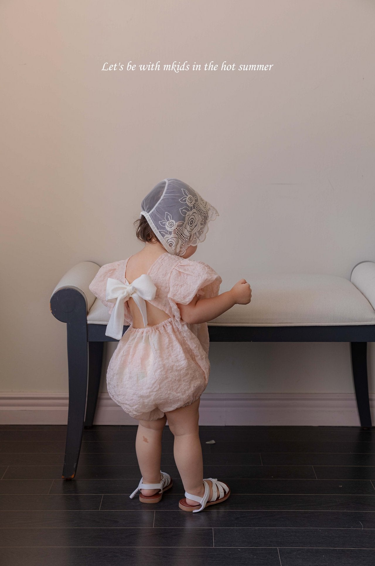 ［mkids］Rosette lace bonnet