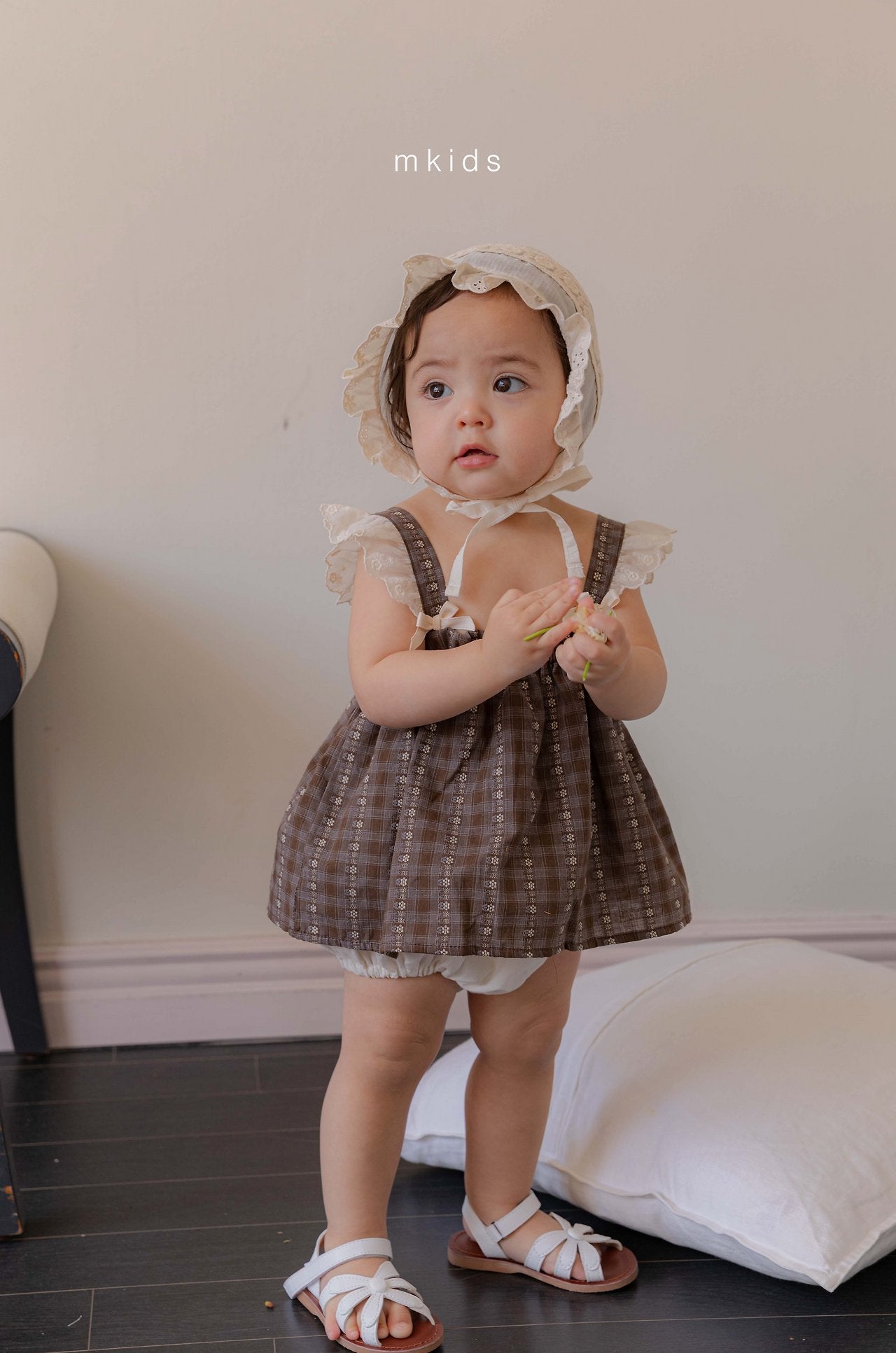 ［mkids］Rosette lace bonnet