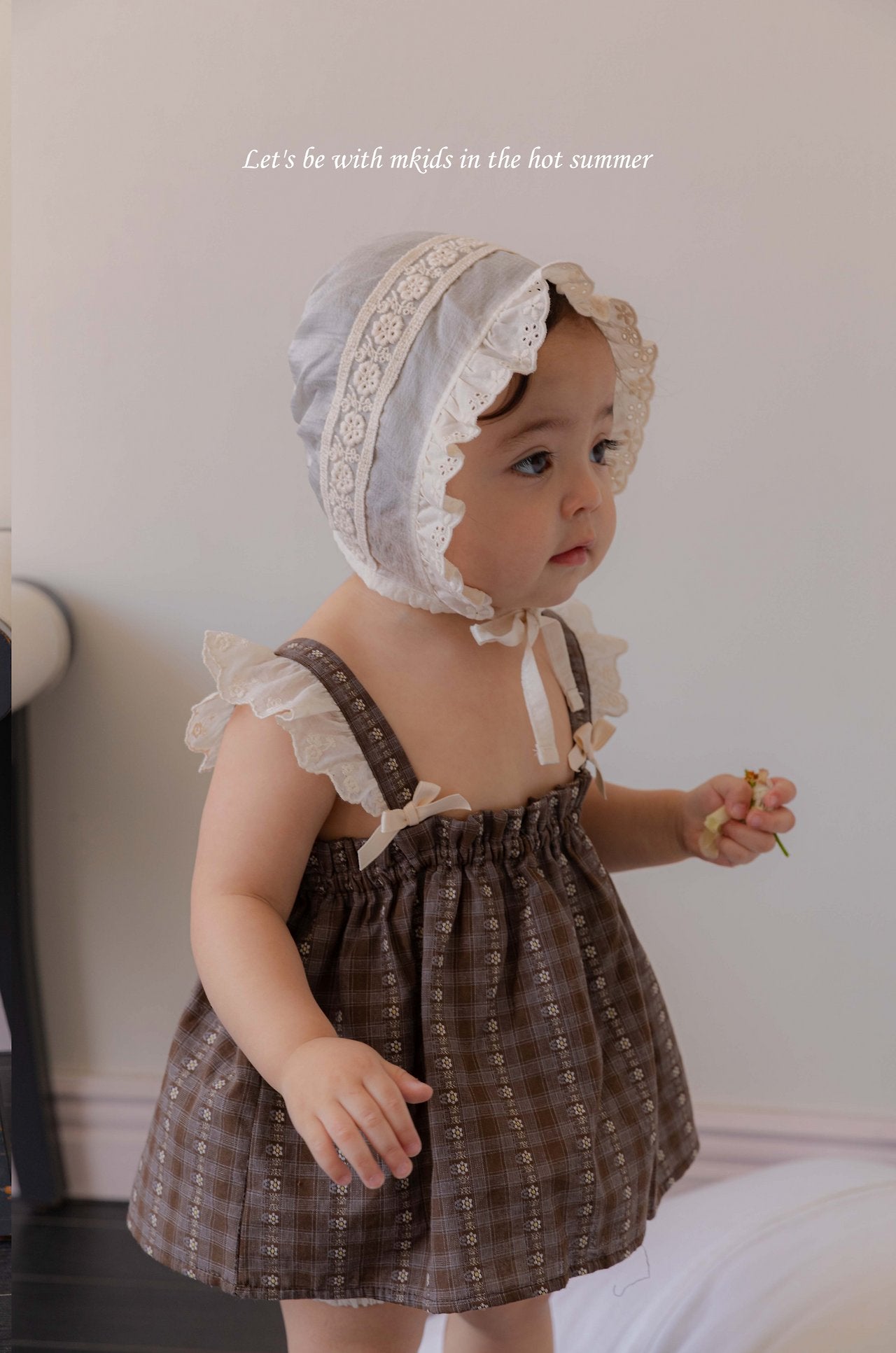 ［mkids］Rosette lace bonnet