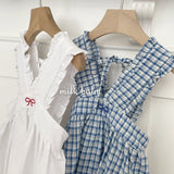 ［milk balm］Ribbon embroidery suspender skirt