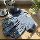 ［milk balm］Provence embroidery rompers