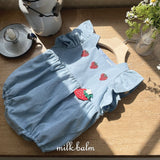 ［milk balm］Strawberry denim rompers