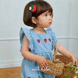 ［milk balm］Strawberry denim rompers