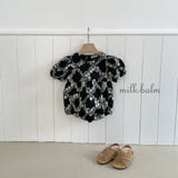 ［milk balm］Rosa embroidery rompers