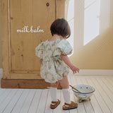 ［milk balm］Rosa embroidery rompers