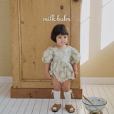 ［milk balm］Rosa embroidery rompers