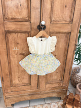［ohho］Froral shirring skirt