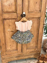 ［ohho］Froral shirring skirt