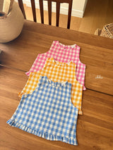 ［ohho］Gingham frill sleeveless blouse