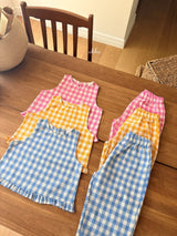 ［ohho］Gingham frill sleeveless blouse