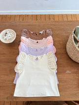 ［ohho］Angel embroidery wing tee
