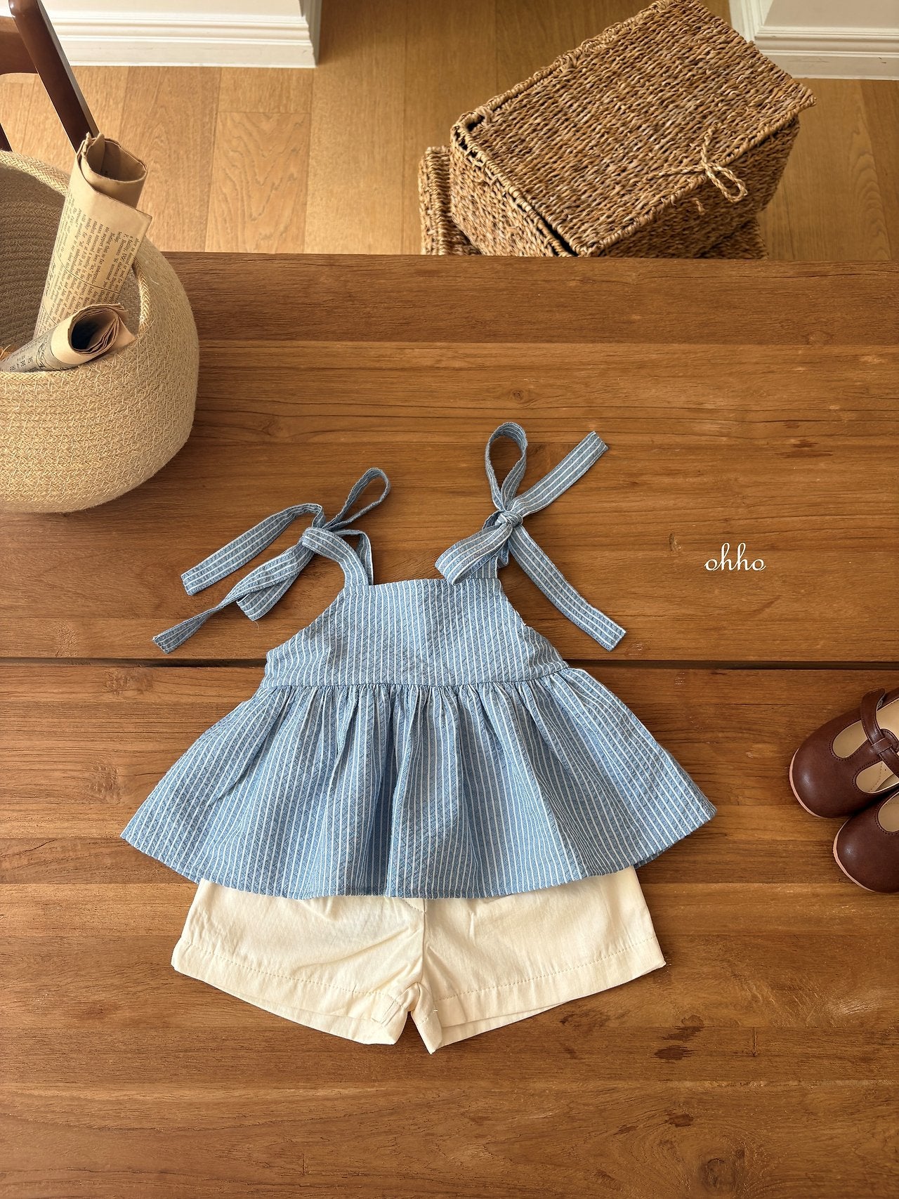 ［ohho］Pepper stripe camisole blouse